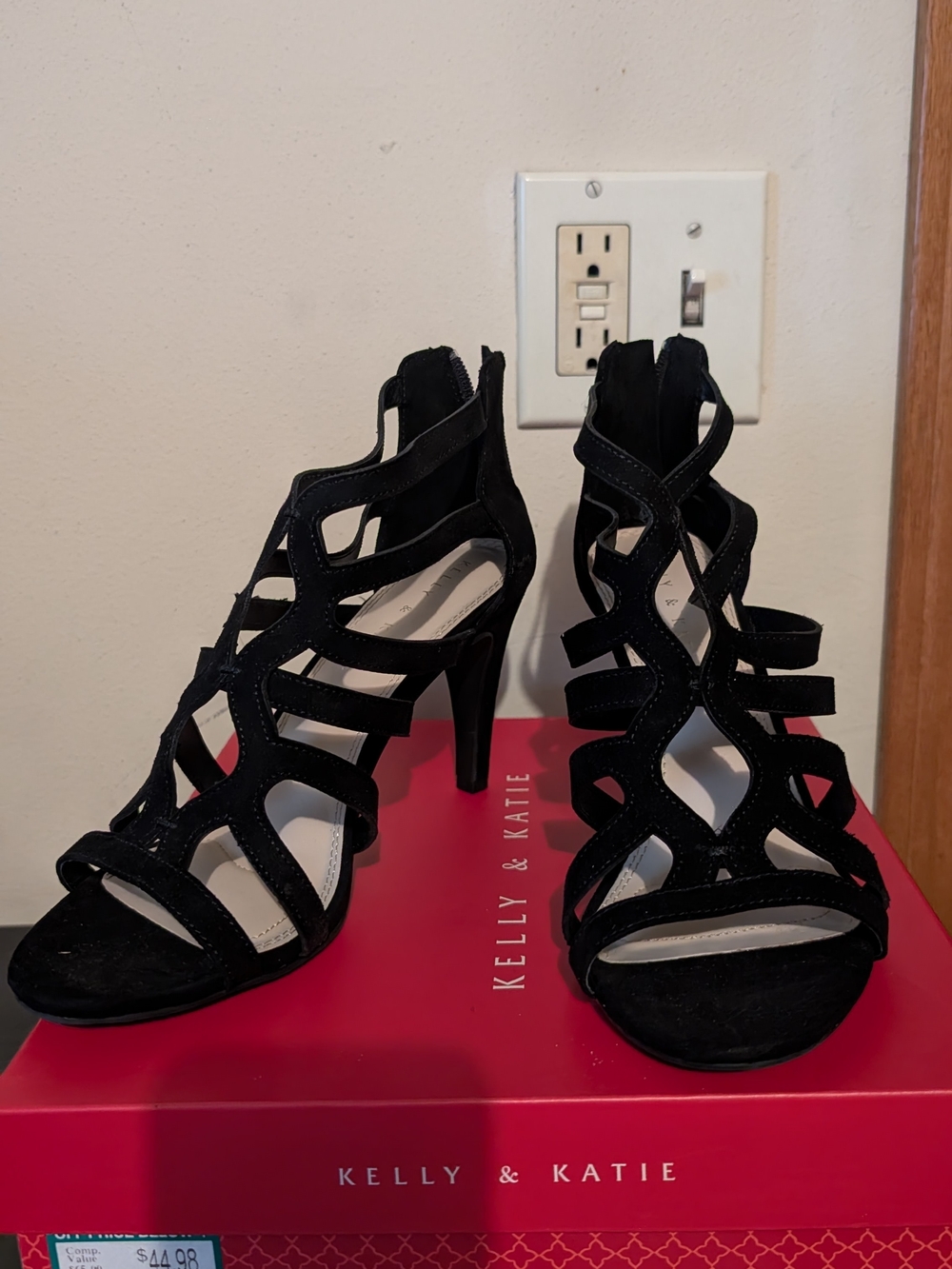 Kelly & Katie Women's Black Cutout High Heel Sandals